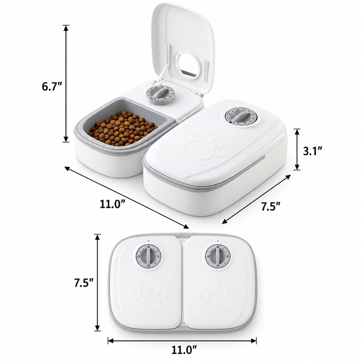 Timed Automatic Single & Double Meal Pet Feeder for Dogs and Cats