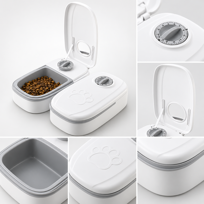 Timed Automatic Single & Double Meal Pet Feeder for Dogs and Cats