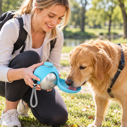 Portable Stainless Steel Pet Travel Water Bottle with Folding Drinking Bowl