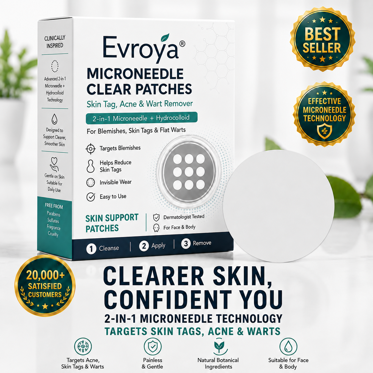 ✨Evroya®2-in-1 Microneedle & Hydrocolloid Patch🍀