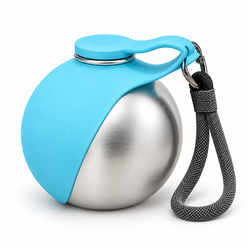 Portable Stainless Steel Pet Travel Water Bottle with Folding Drinking Bowl